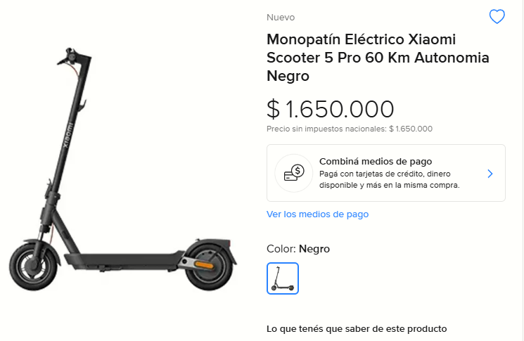 monopatín eléctrico xiaomi scooter 5 pro 60 km autonomia negro